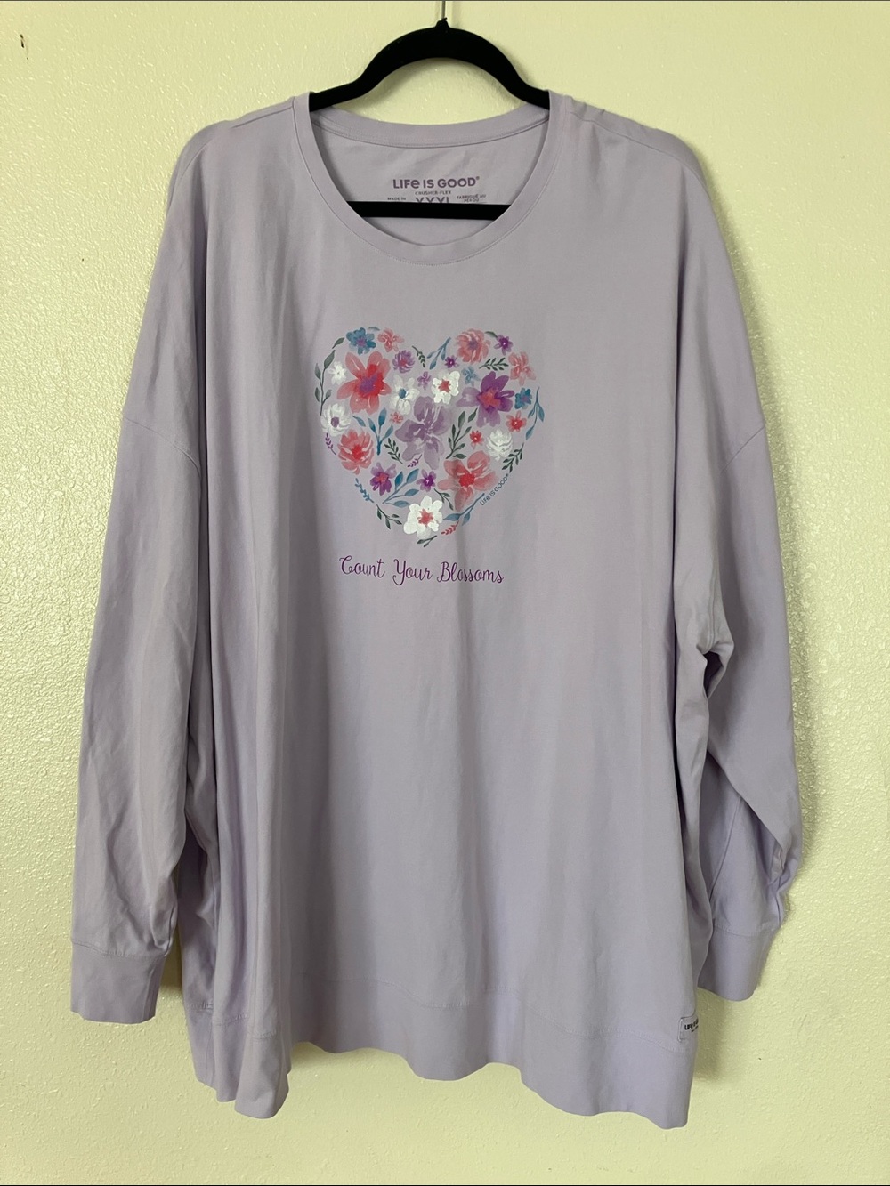 Life is Good Crusher Flex Long Sleeve Drop Shoulder T Shirt, XXXL